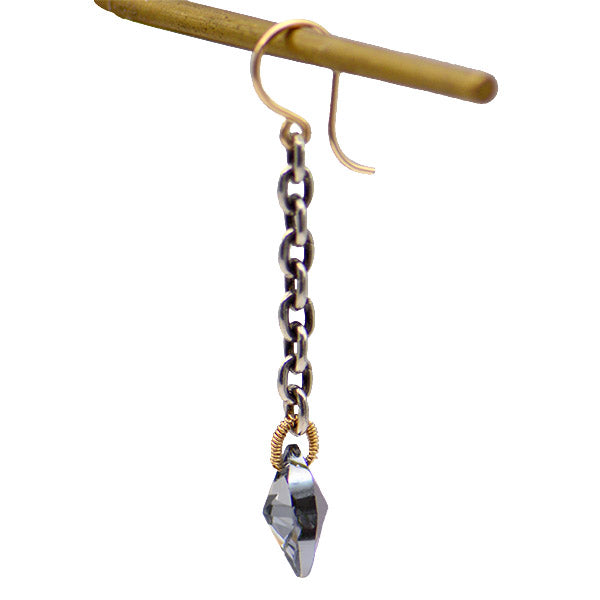 Silver Chain Crystal Drop Earrings