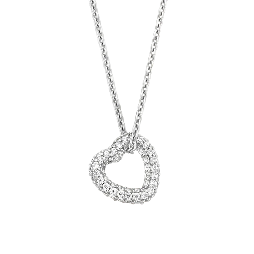 Open Zirconia Heart Necklace