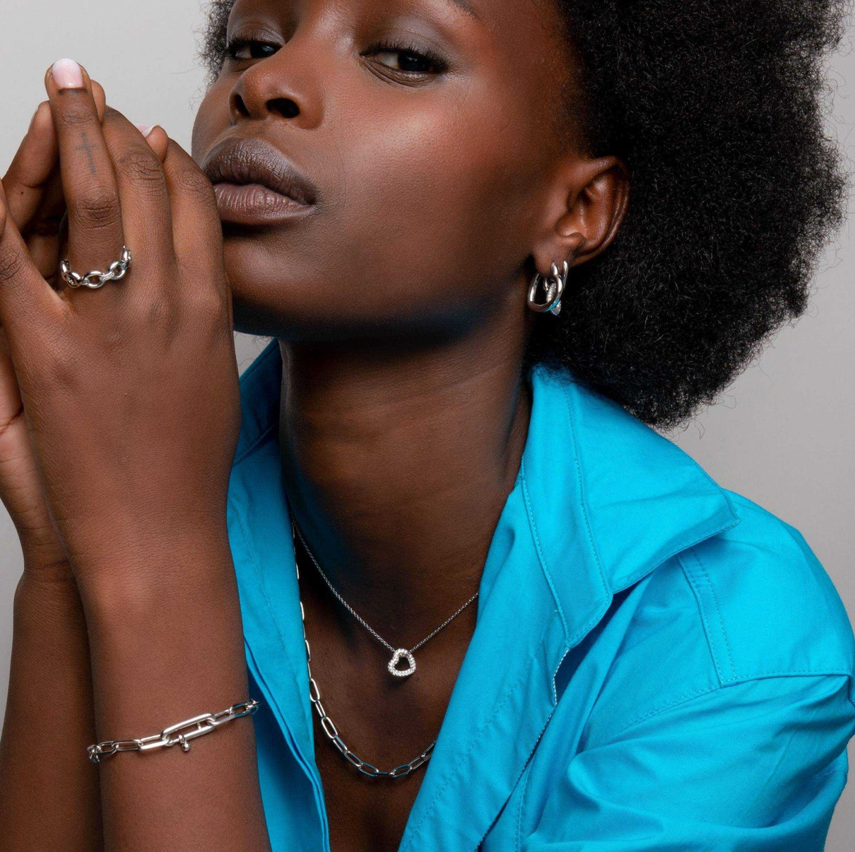 Open Zirconia Heart Necklace