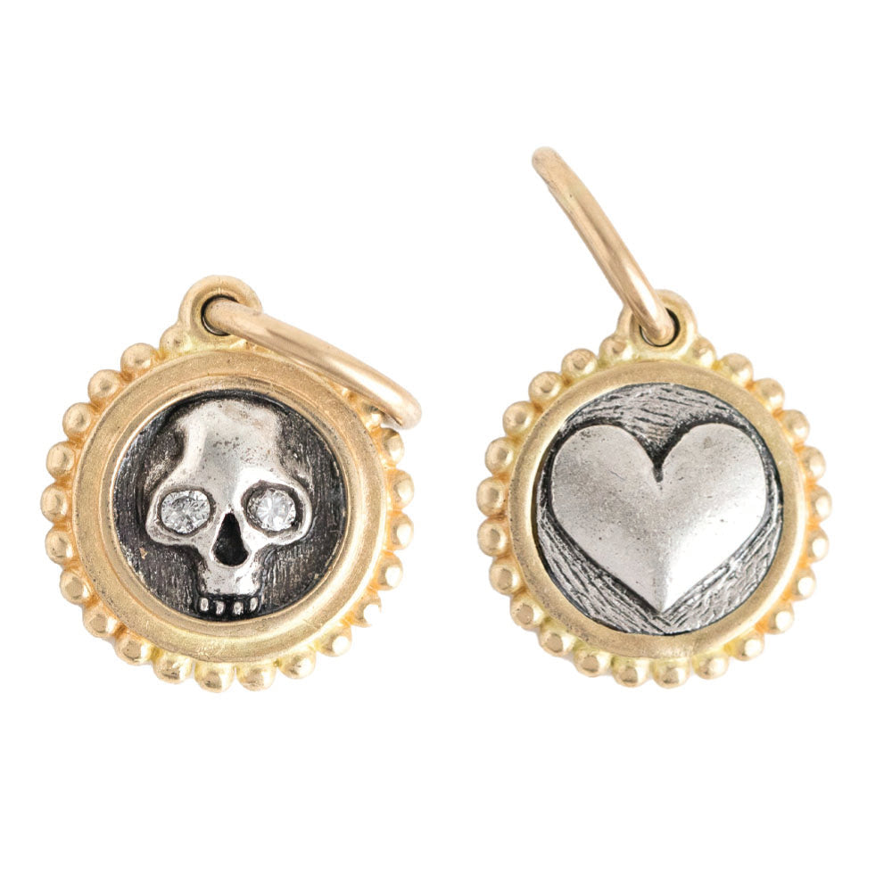 Round Skull + Heart Charm