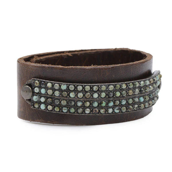 African Turquoise Leather Bracelet