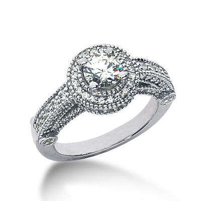 Milgrain Halo Engagement Ring