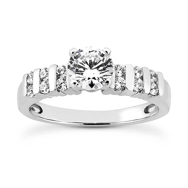 Bar Set Double Stone Engagement Ring