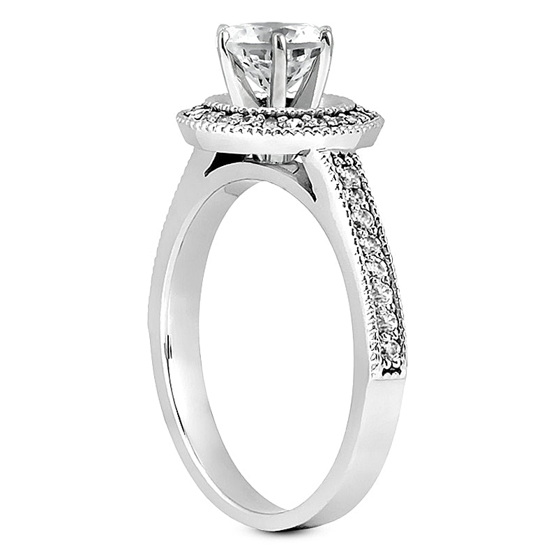 Milgrain Halo Engagement Ring