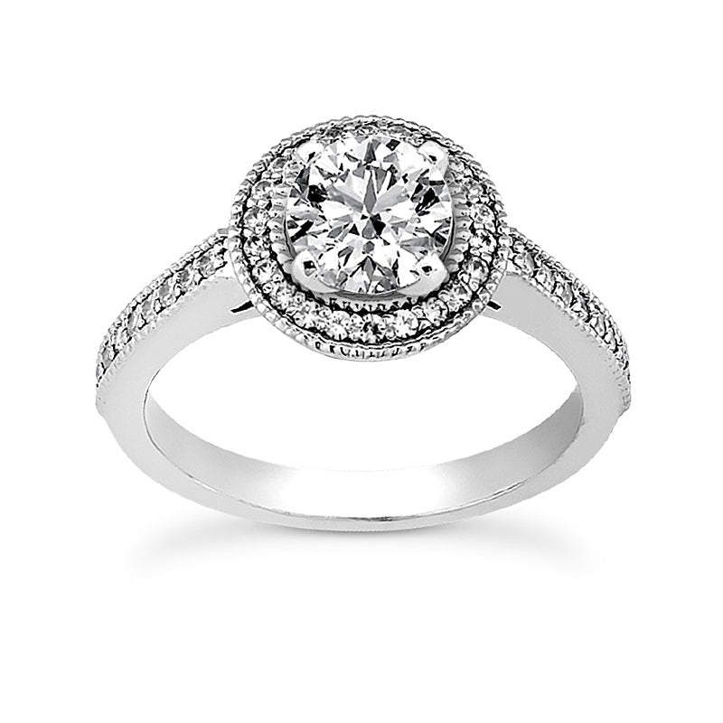 Milgrain Halo Engagement Ring