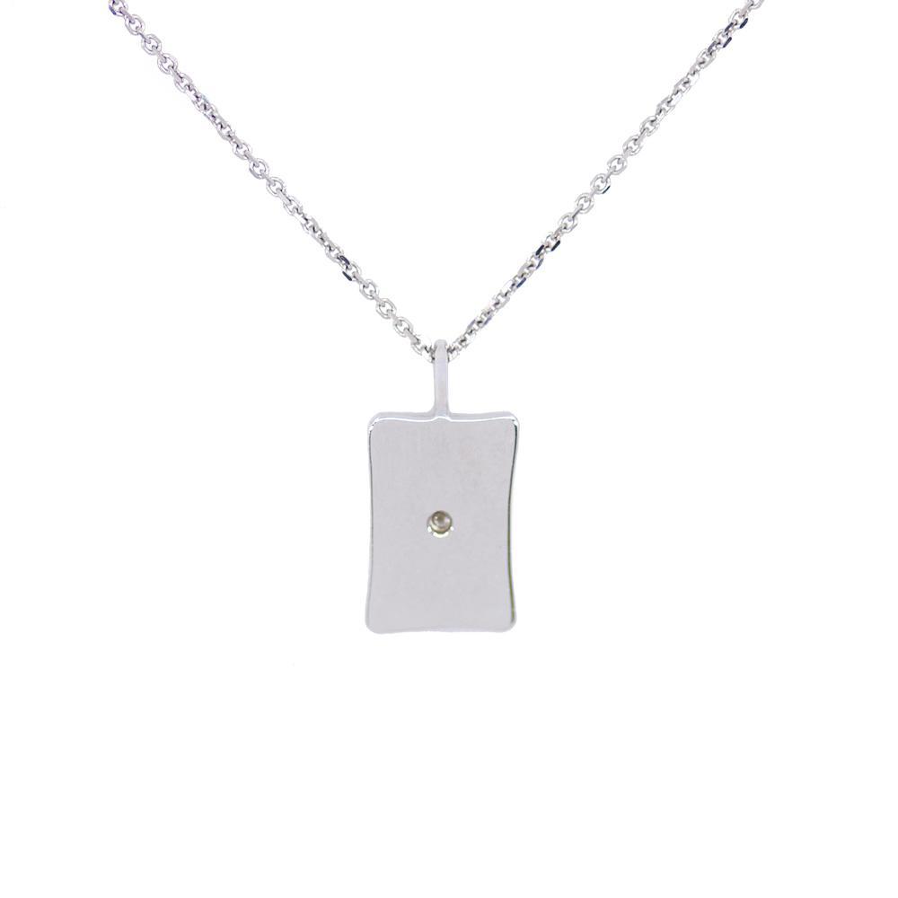 Rectangle Pave Diamond Necklace - White Gold