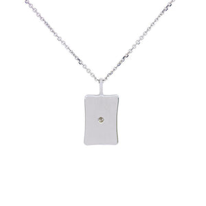 Rectangle Pave Diamond Necklace - White Gold