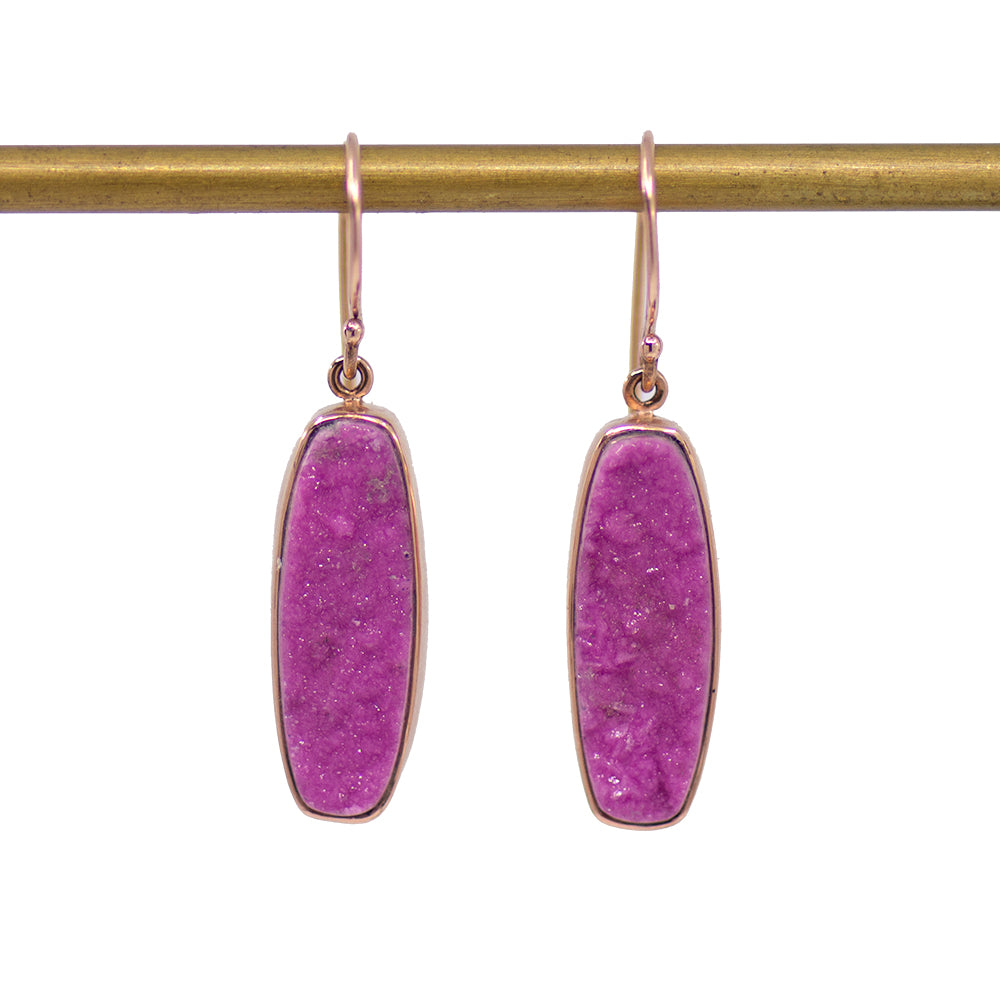 Oval Druzy Drop Earrings