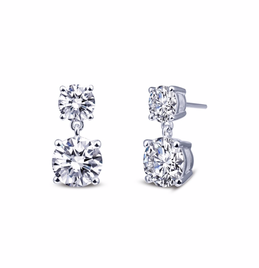 4 Prong Double Drop Earrings
