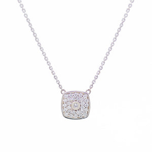 White Gold Pave Cushion Necklace