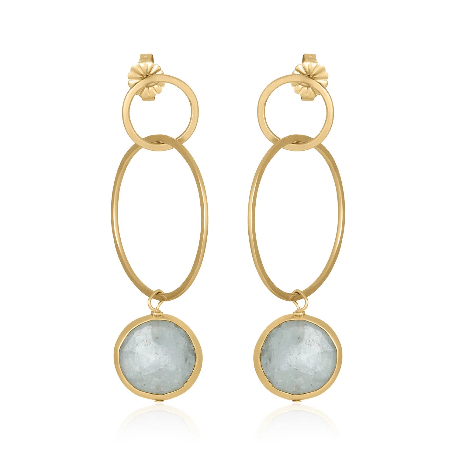Multi-Circle Aquamarine Drop Earrings