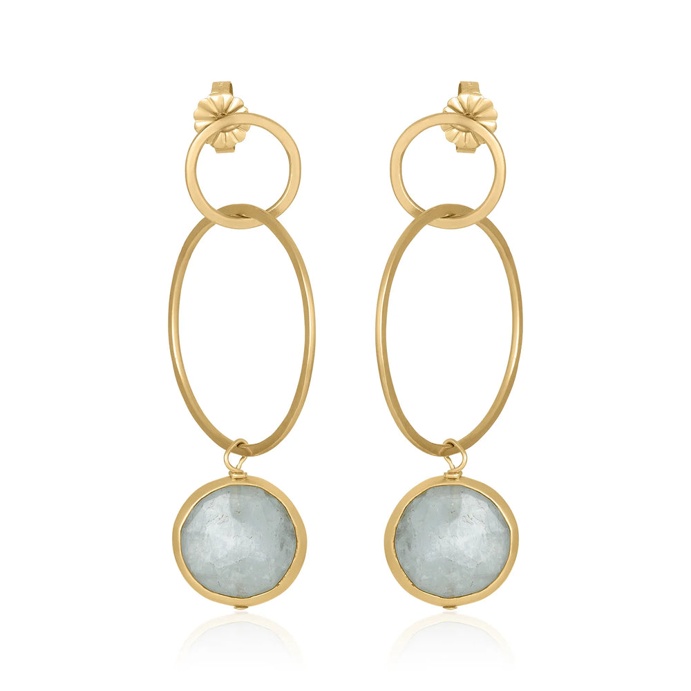 Multi-Circle Aquamarine Drop Earrings