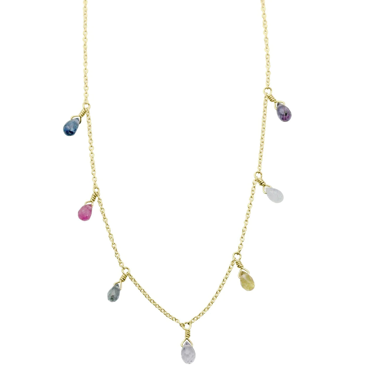 Multi Sapphire Drop Necklace