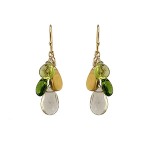 Citrine, Peridot + Chrome Diopside Earrings