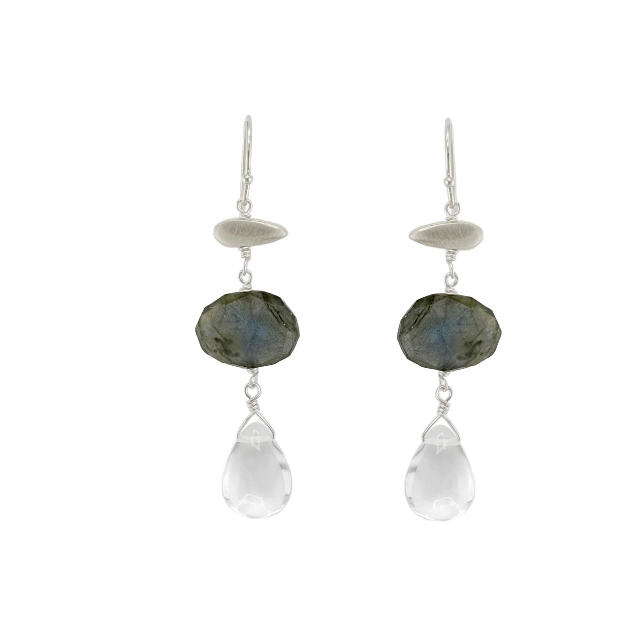"Little Nugget" w. Labradorite and Quartz Earrings