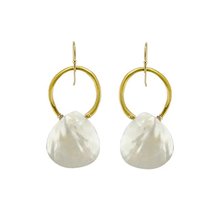 Circle w. White Mother of Pearl Drop Earrings