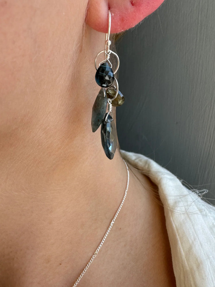 Labradorite, Kyanite & Topaz Earrings