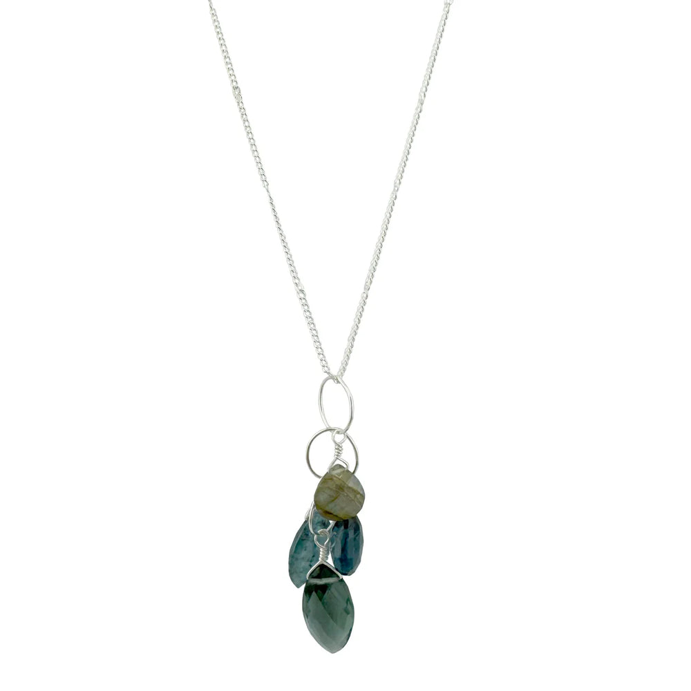 Labradorite, Kyanite, & Topaz Cluster Necklace
