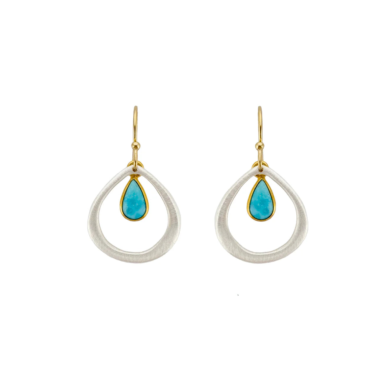 Mixed-Metal Turquoise Drop Earrings