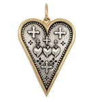 Large Slim Heart + Triple Sacred Hearts Charm