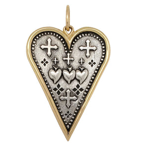 
                
                    Load image into Gallery viewer, Large Slim Heart + Triple Sacred Hearts Charm
                
            