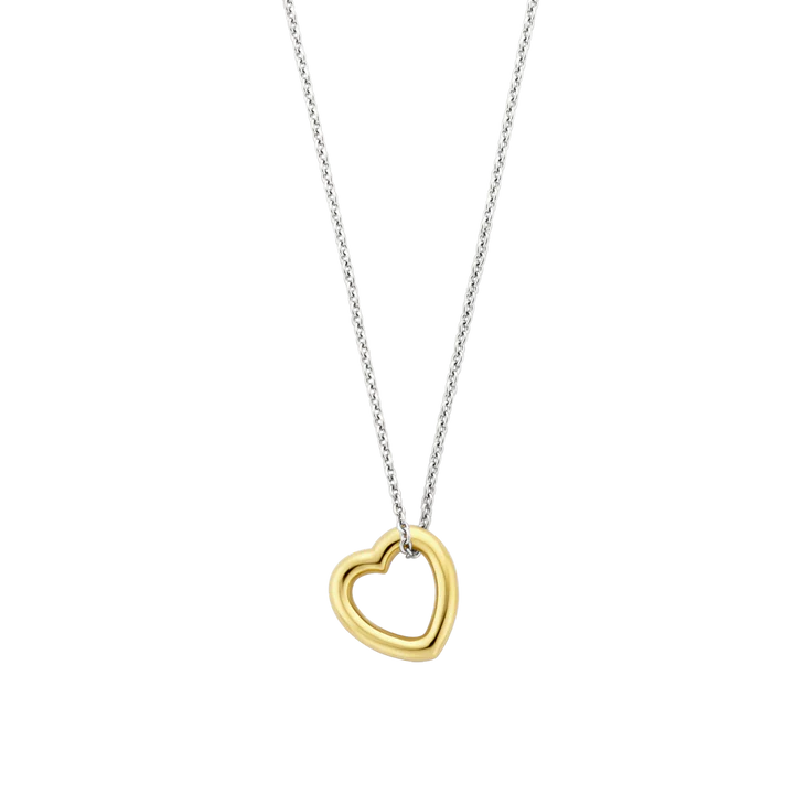 Mixed Metal High-Polished Heart Necklace