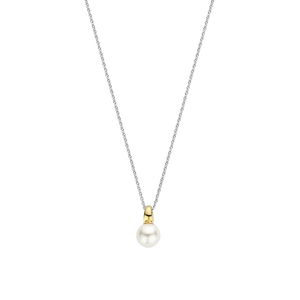 Single Pearl Necklace - Silver or Mixed Metal