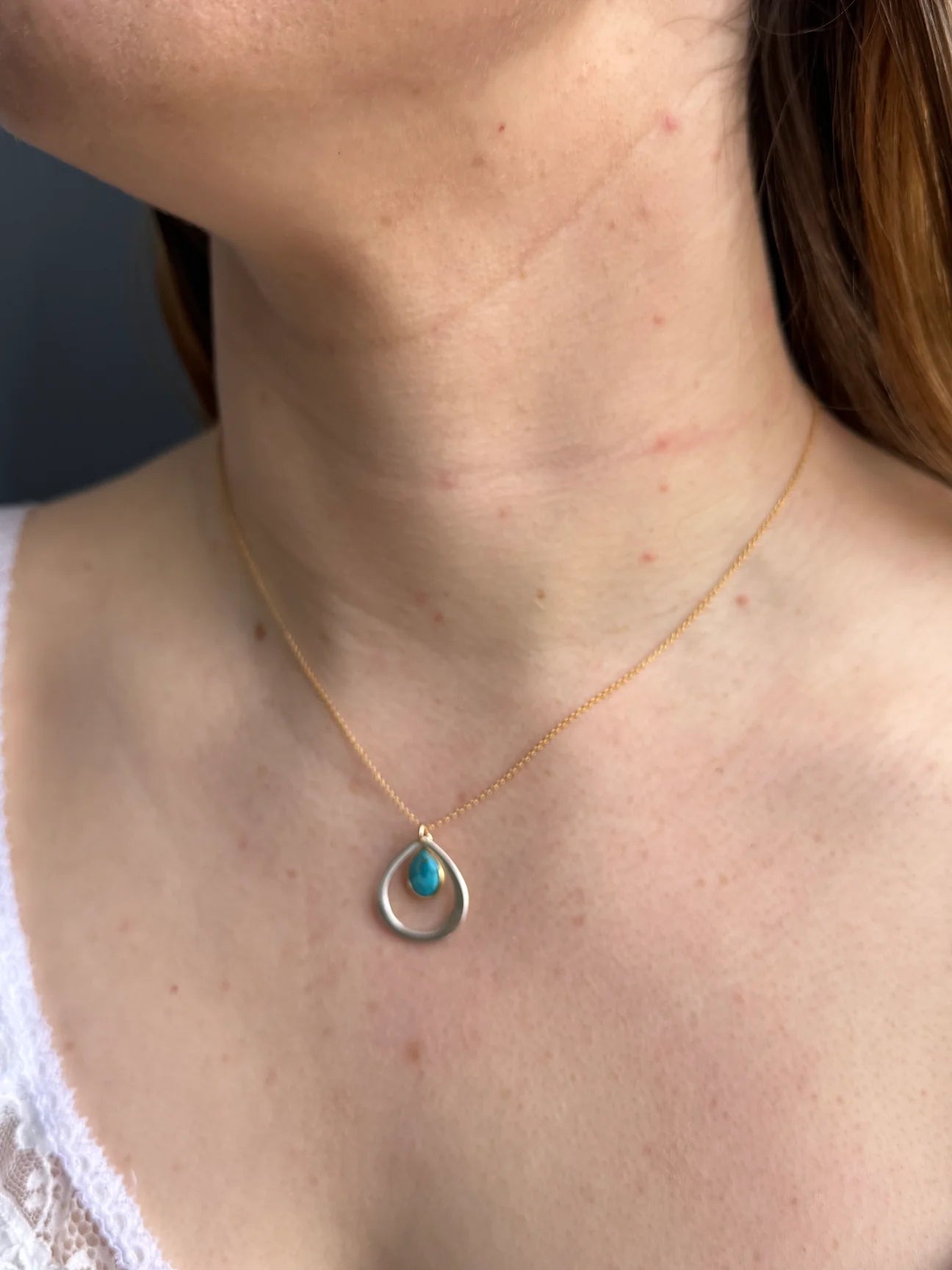 Mixed Metal Turqoise Necklace