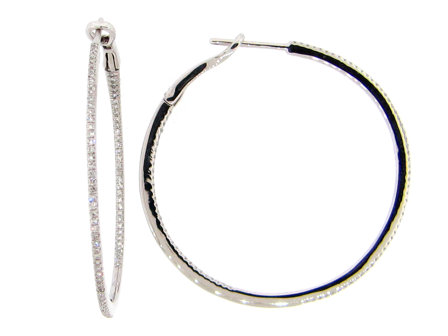 White Gold Inside-Out Diamond Hoops