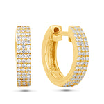 3-Row Diamond Huggie Hoop Earrings