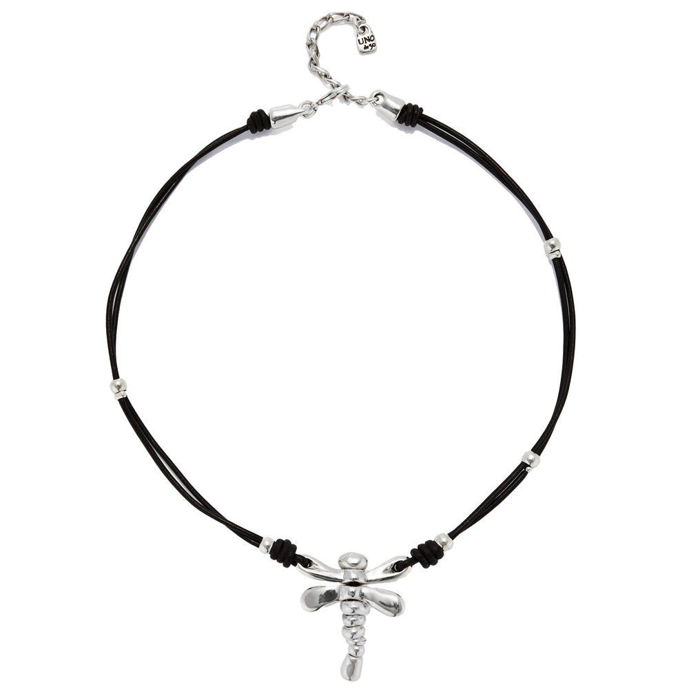 Leather Dragonfly Choker Necklace