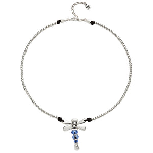 Blue Beaded Dragonfly Necklace