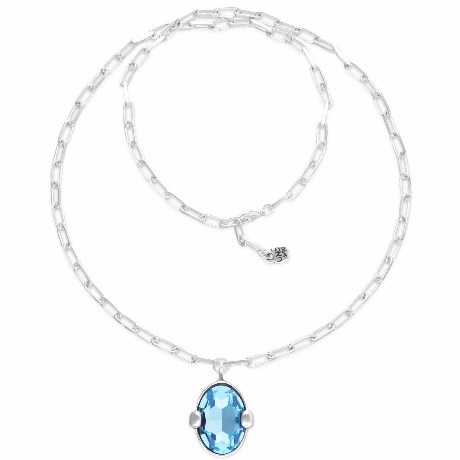 Large Blue Crystal Pendant Necklace