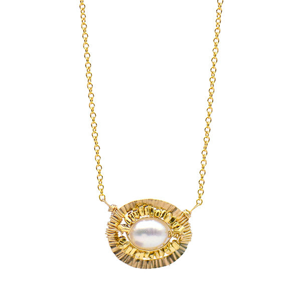 Wire Wrapped Pearl Necklace