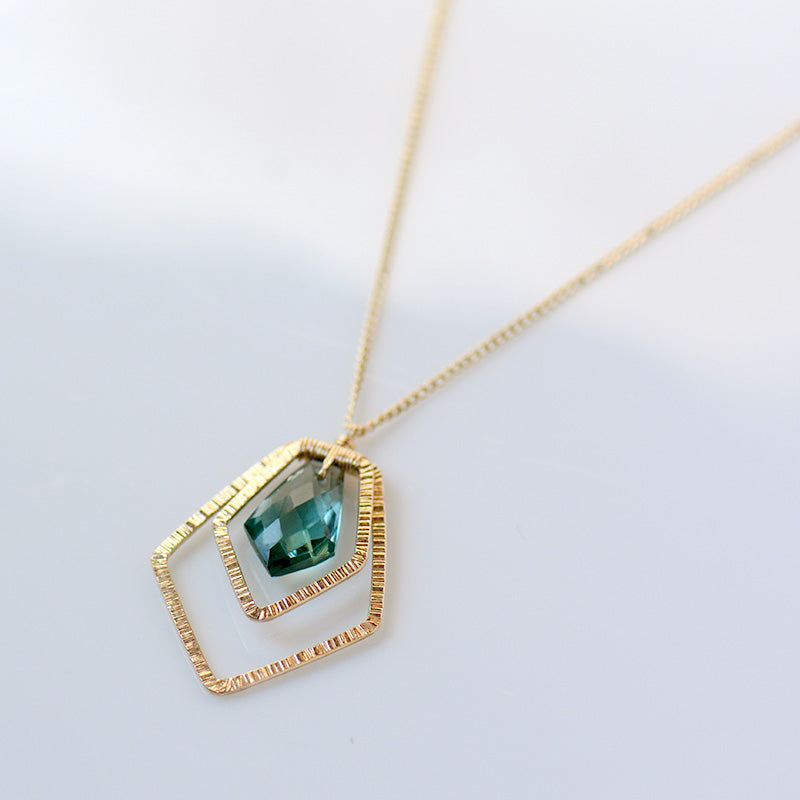 Teal Quartz Double Frame Necklace