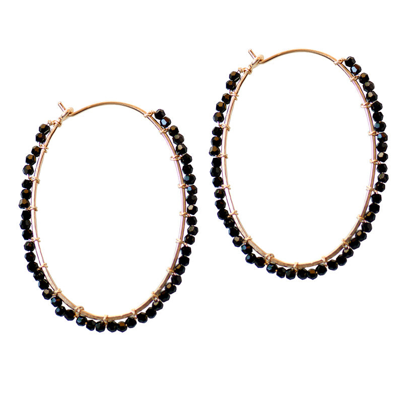 Black Crystal Hoops