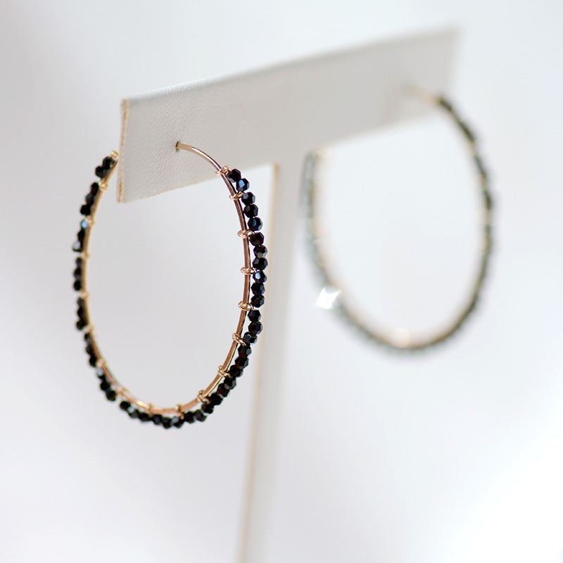 Black Crystal Hoops