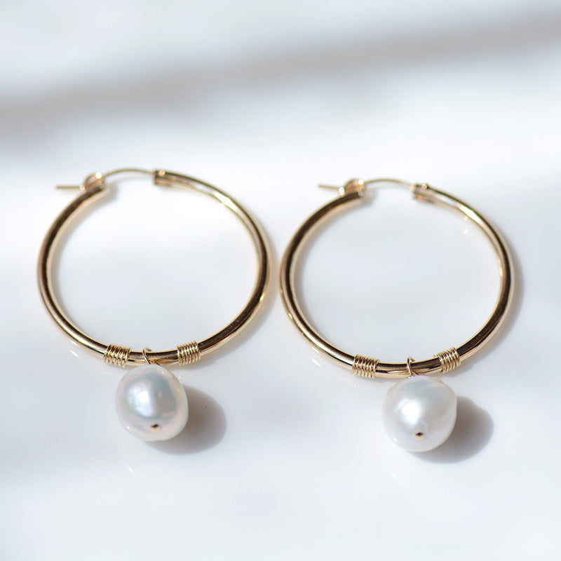 Pearl Hoop Earrings