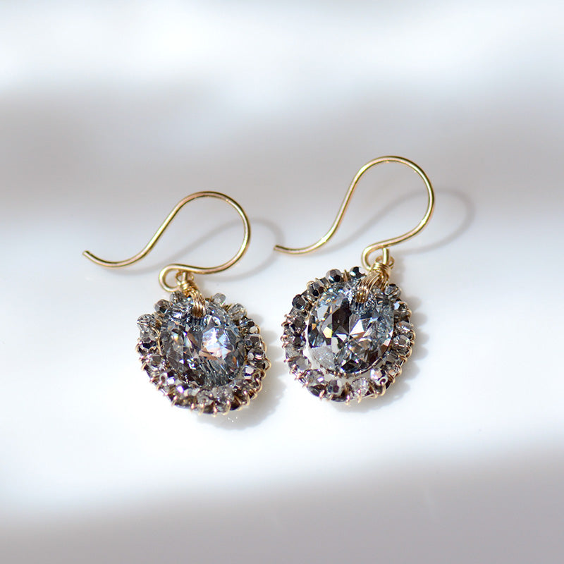 Platinum Crystal Drop Earrings