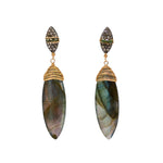 Labradorite & Teal Diamond Drop Earrings