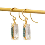 Teal Diamond & Quartz Drop Earrings