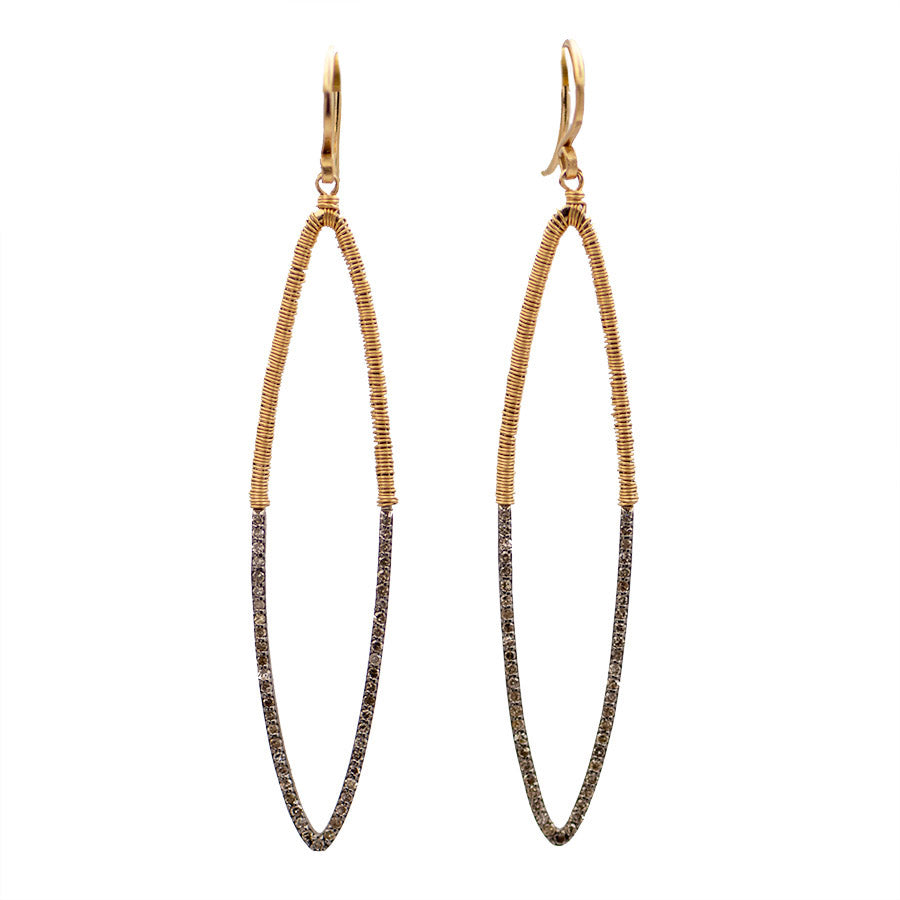 Mixed Metal Diamond Drop Earrings