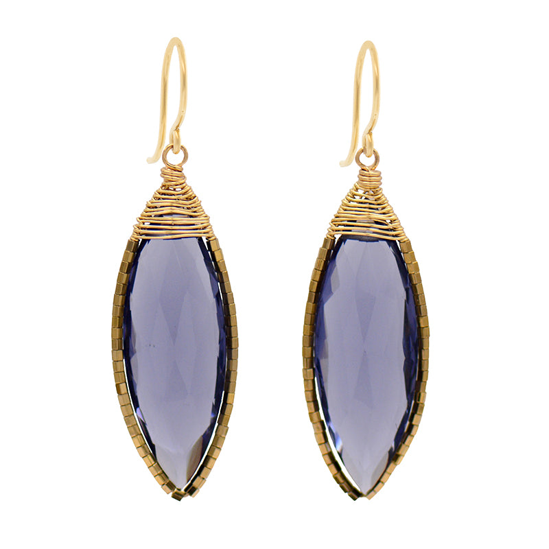 Iolite Quartz Earrings