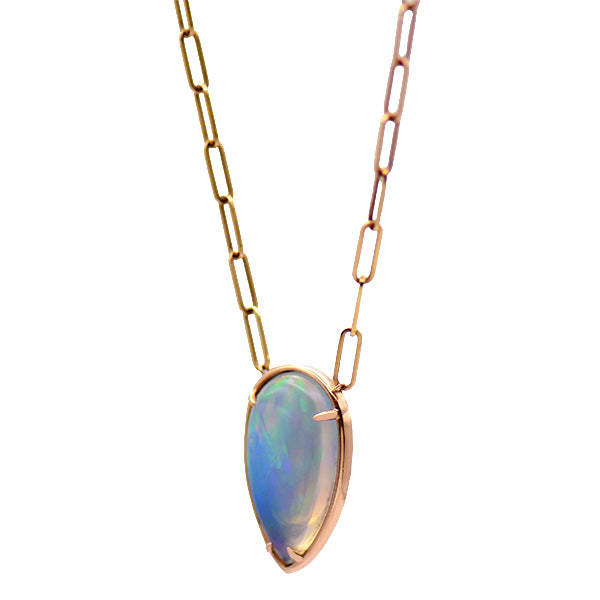 Rose Gold Opal Paperclip Necklace