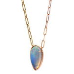 Rose Gold Opal Paperclip Necklace