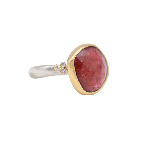 Pink Tourmaline & Diamond Ring