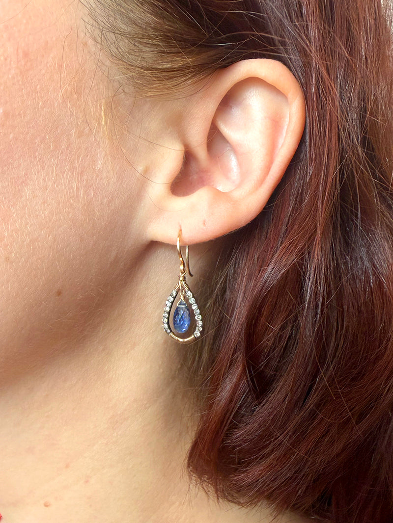 Kyanite & Diamond Drop Earrings