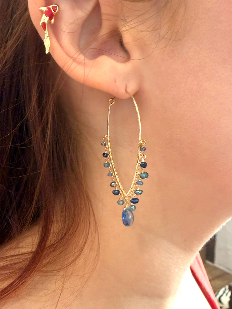 "Indigo Mix" Gem Drop Hoops