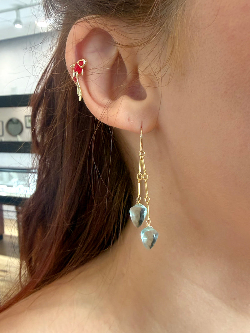 Double Aquamarine Drop Earrings