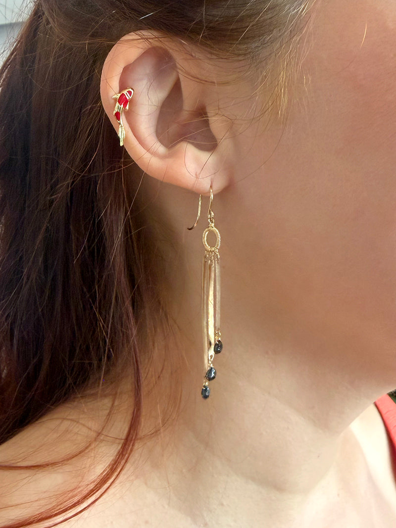 Graduated Gold & Black Spinel Drop Earrings